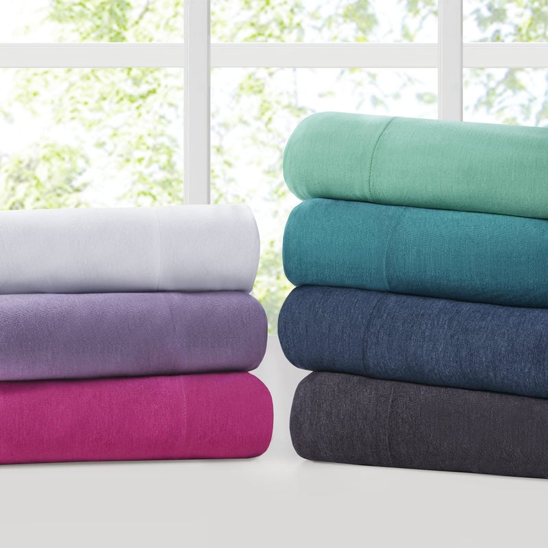 Intelligent Design Cotton Blend Jersey Knit Twin Bed Sheets , Coastal Cotton Bed Sheet , Teal Bed Sheet Set 3-Piece Include Flat Sheet , Fitted Sheet & Pillowcase - Image 5